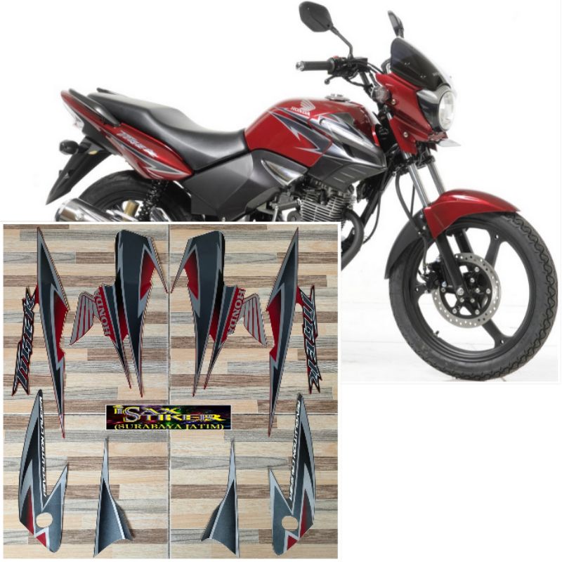 striping original Honda Tiger Revo merah silver tahun 2011 2012