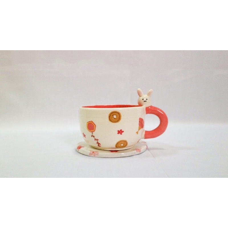 [DEFECT] Mug gelas motif karakter kelinci 3D imlek v7  | Handmade Cup | Produk kerajinan tangan kera
