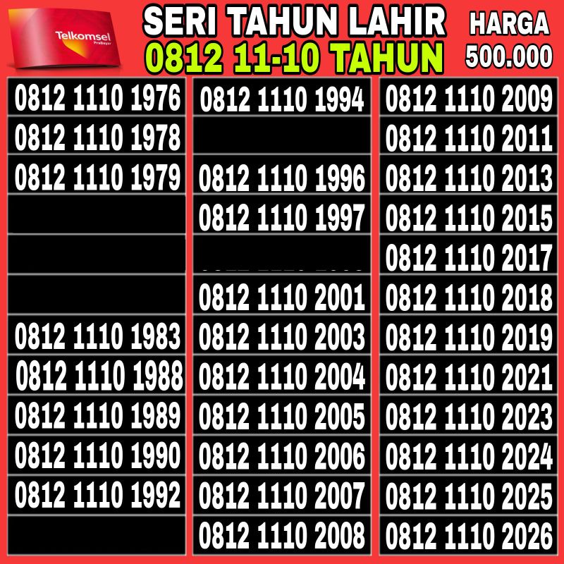 nomor cantik simpati 4g Telkomsel super 1111 8888