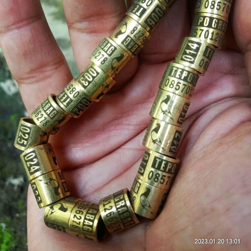 20 Bji Ring Merpati Reques Nama Bahan Kuningan Asli