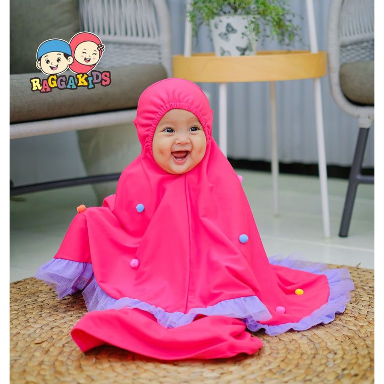 Mukena Anak Mukena Bayi Branded Nyaman Lucu Rukuh Pompom Raggakids Gratis Tas Sajadah 1-12 tahun