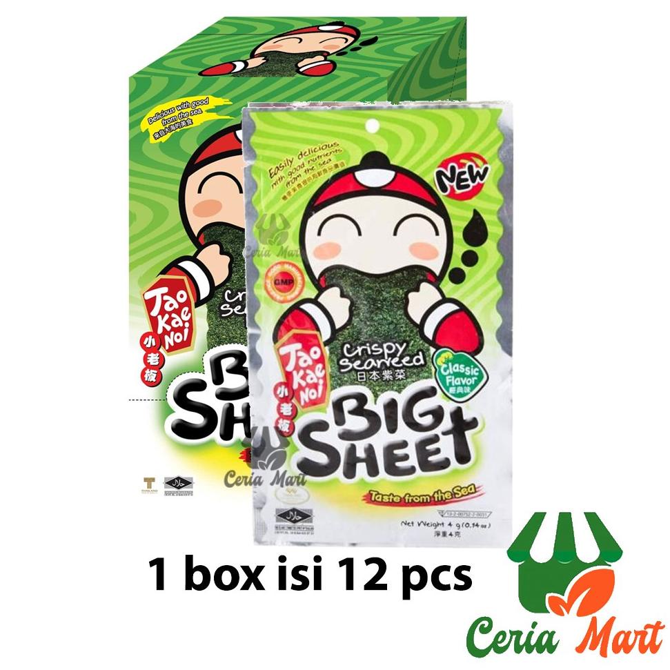 

Diskon ★★ Tao Kae Noi Big Sheet Snack Rumput Laut Nori Halal MUI Rasa Classic Original Box isi 12pcs ✿