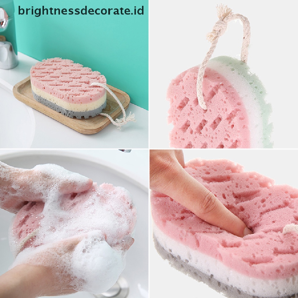 [Birth] Spons Mandi Bola Shower Rub Exfoliation Massage Brush Aksesoris Kamar Mandi [ID]