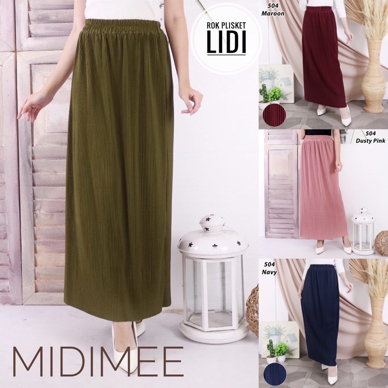 ROK SPAN PLISKET LIDI BAHAN HYGET PREMIUM/ROK PANJANG PLISKET