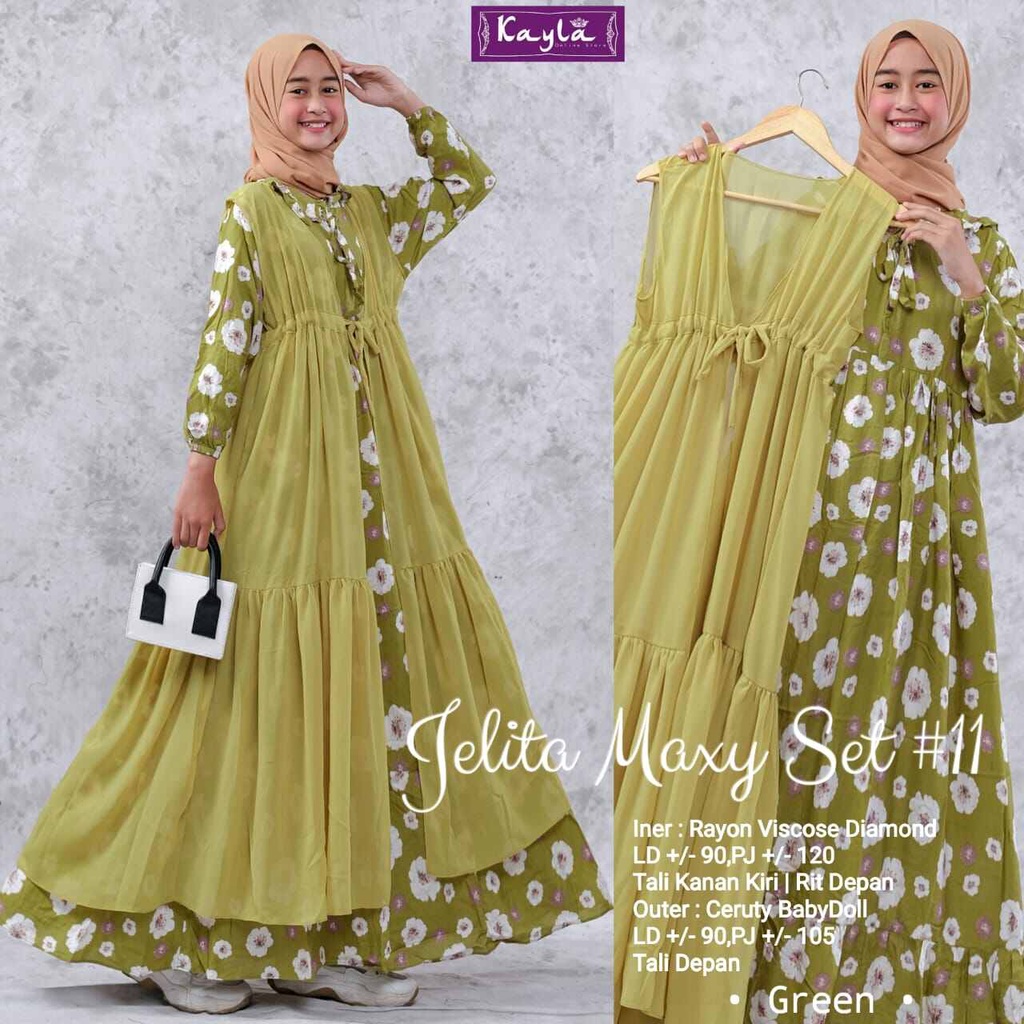 (BISA COD) BESTSELLER BAJU GAMIS ROMPI ANAK JELITA MAXYWANITA REMAJA MAXY SET ROMPI OUTER ANAK REMAJ