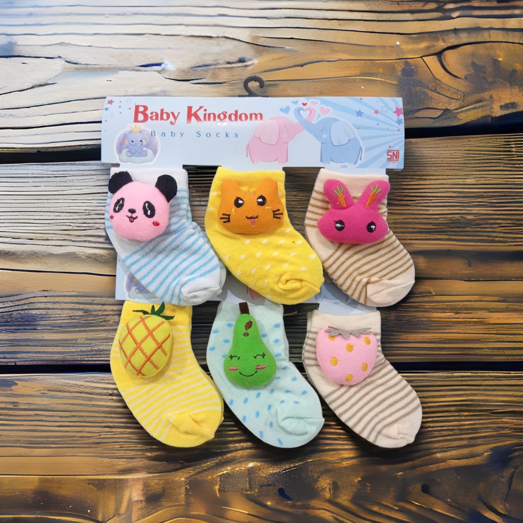 3 Pasang Kaos Kaki Bayi Newborn Lucu Variasi Boneka