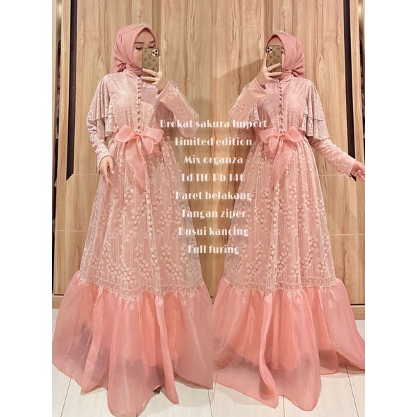 GAMIS SAKURA DREES BROKAT ORGANZA MEWAH KONDANGAN PREMIUM