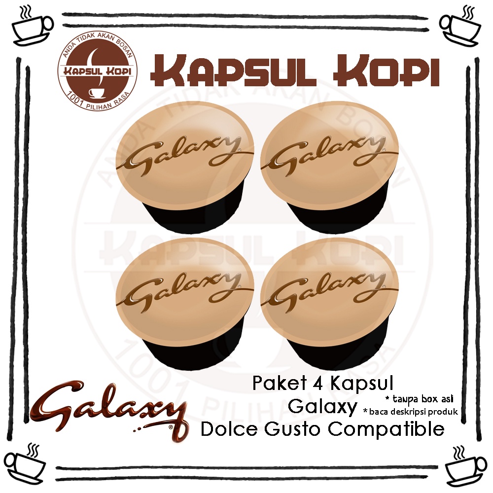 

Paket 4 Kapsul Kopi Galaxy Hot Chocolate Nescafe Dolce Gusto Compatible