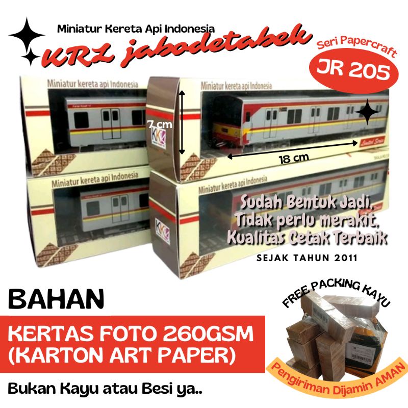 miniatur kereta api indonesia - KRL JABODETABEK JR205 1 SET ISI 4PCS