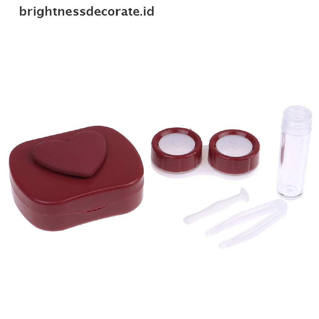 [Birth] Kotak Kontak Lensa Sederhana Desain Hati Travel Lens Box Set Dengan Cermin Mata Lensa Tempat Wadah Tempat Kontak Kosmetik Contact Lens [ID]