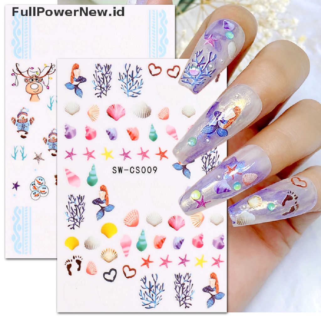 Power 3D Stiker Kuku Natal Xmas Snowflakes Perekat Decals Nail Art Dekorasi ID