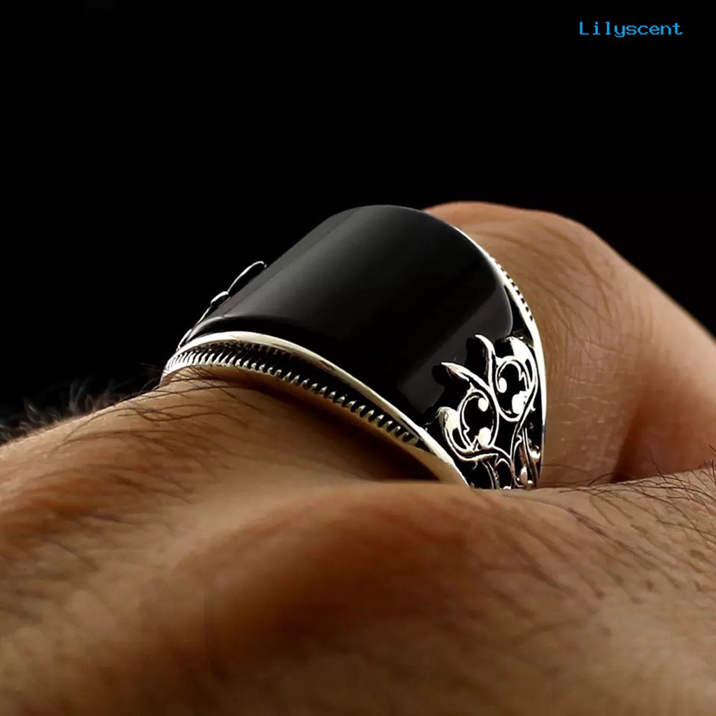 [LS] Finger Ring Baking Varnish Relief Unisex Penggunaan Bunga Hitam Broadside Jewelry Ring Untuk Dekorasi