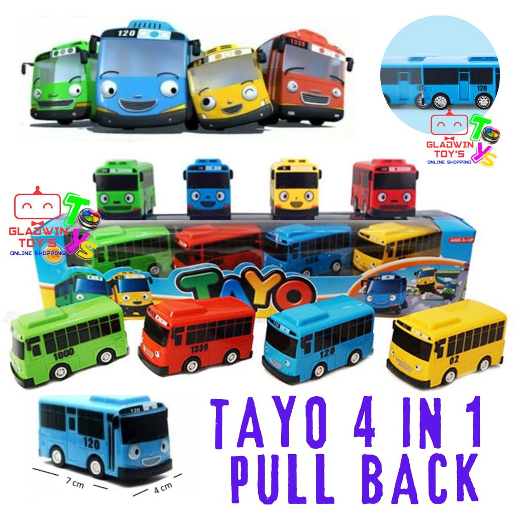 BUS TAYO 4 IN 1 MAINAN ANAK MOBIL KECIL PULL BACK THE LITTLE BUS TAYO