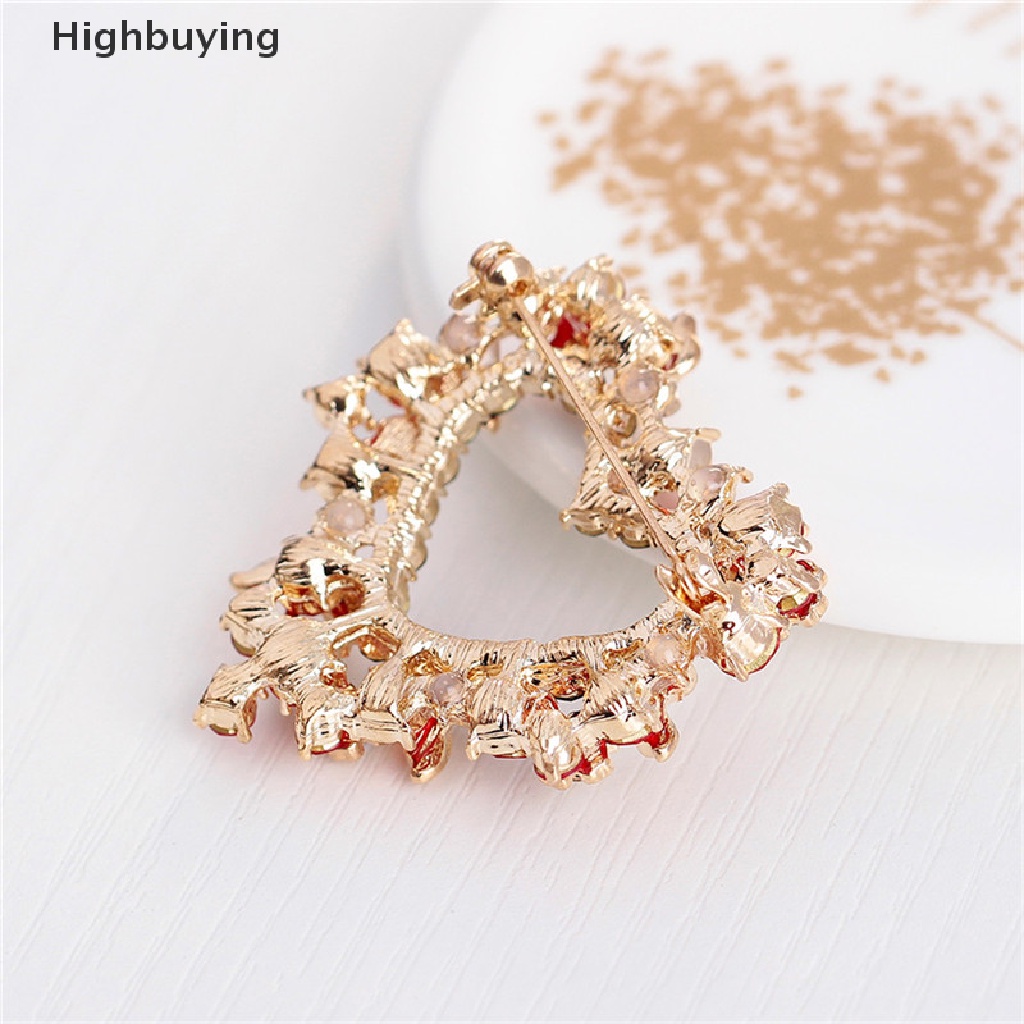 Hbid Fashion Unisex Hati Garland Berlian Imitasi Snowman Natal Bros Pin Hadiah Xmas Glory