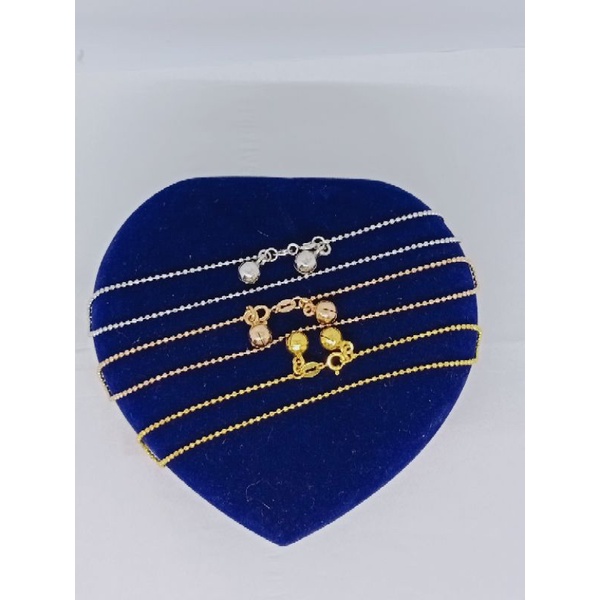 gelang kaki rantai bijilada polos+2bel/perak asli silver 925 lapis emas/perhiasan fashion wanita terbaru