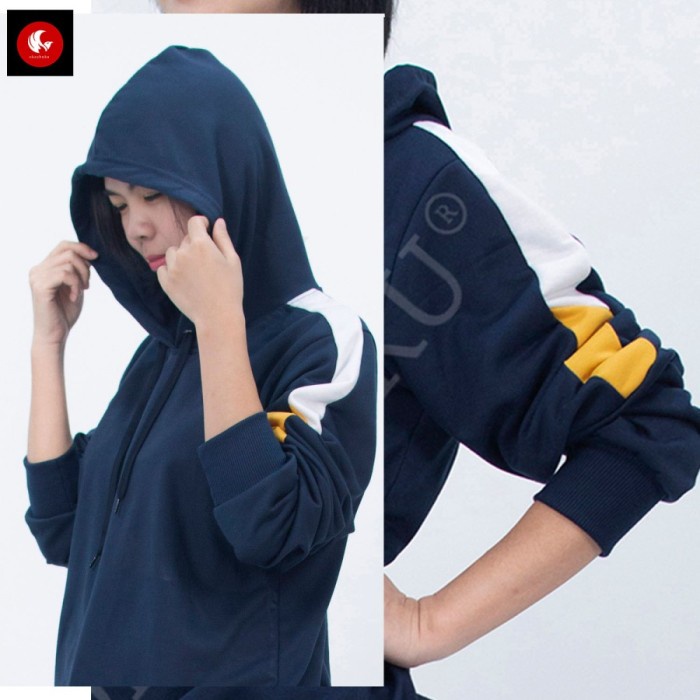 Jaket Wanita Okechuku PATRICIA Sweater Hoodie Wanita / Sweater Olahraga Unisex - Navy, M fit to L Gr