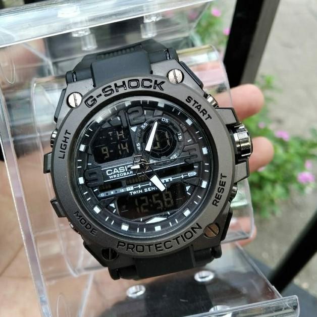 SIA296 Jam Tangan Pria G Shock GST-8600 Metal Full Black Tampilah Mewah Murah & Elegan Bonus Tas dan