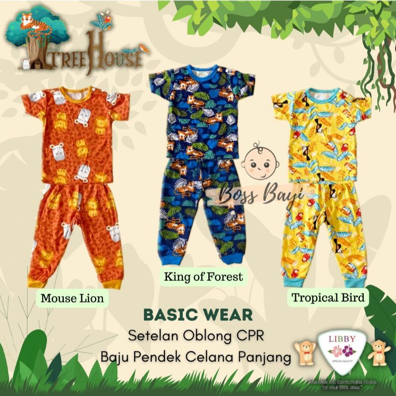 LIBBY -  BASIC WEAR Setelan Baju Pendek Celana Panjang (CPR) Bayi Anak Size S M L 2L XL XXL