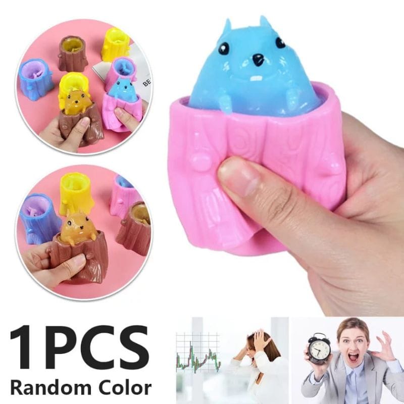 Mainan Squishy Tupai Karet Penghilang Stress / Squeeze squirre/mainan stressball squishy pohon tupai warna dikirim random