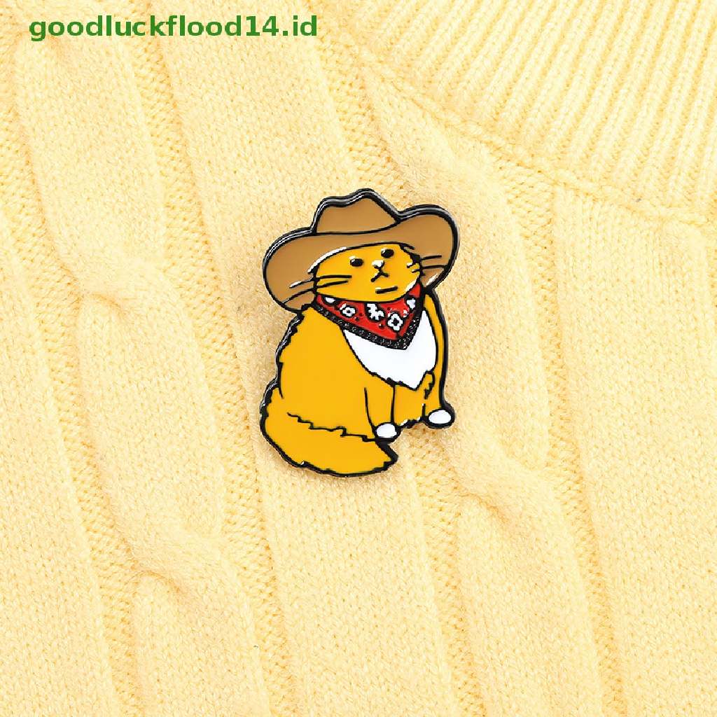 [GOOGFOUR] Koboi Kucing Enamel Pin Lucu Hewan Topi Bros Kemeja Kerah Tas Lucu Lencana Hadiah [TOP]