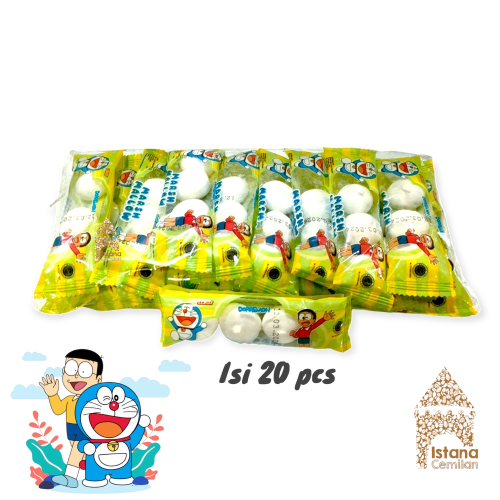 Doraemon Marshmallow Kepang Lilit / Bulat Loka (isi 20 pcs)