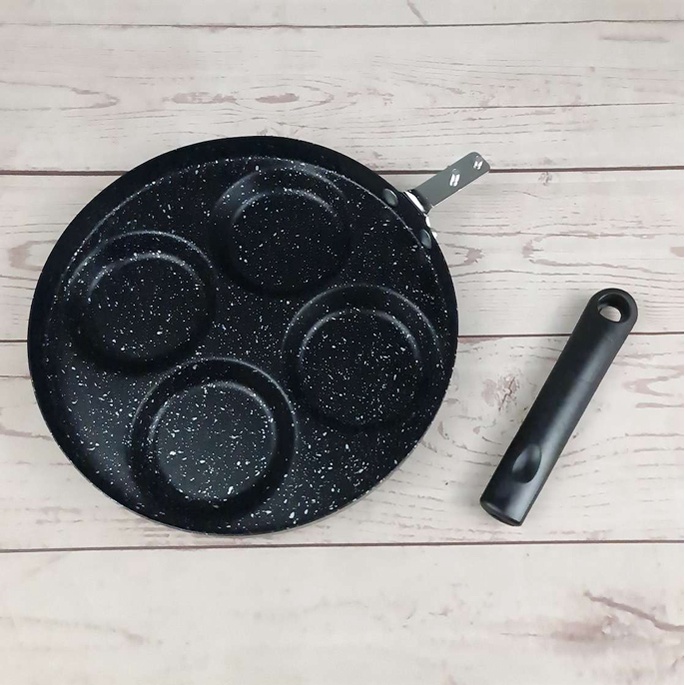 TEENRA Teflon Panci Telur Omelet Egg Fyring Pan Non-stick 4 Holes - Black - 7RHXIHBK