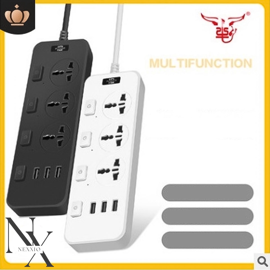 NexXio Stop Kontak Colokan listrik 3ways smart power strip socket &amp; port USB TRAVEL BESTSELLER