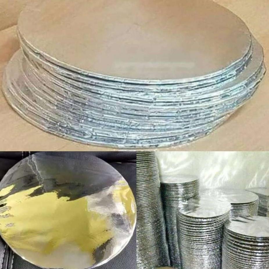 14 , 16  ,18 , 20 TATAKAN KUE  / CAKE BOARD  TRIPLEK ALUMINIUM FOIL PERSEGI KOTAK / OVAL