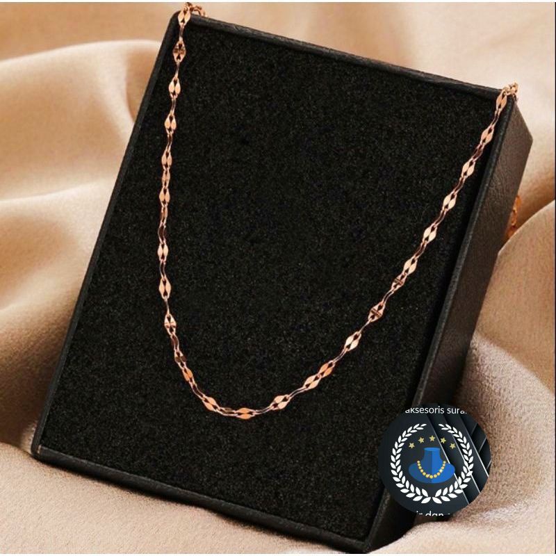 KALUNG TITANIUM WANITA MODEL PECAH KOPI 45 cm WARNA ROSE GOLD