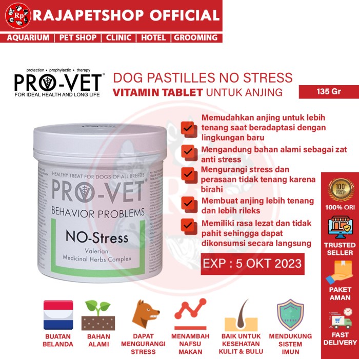 (COD) ( VITAMIN ) PROVET DOG PASTILLES NO STRESS 135 GR OBAT SUPLEMEN ANJING