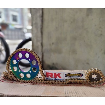 

Gear set RK rainbow 428 14 43 130 untuk satria 2 tak