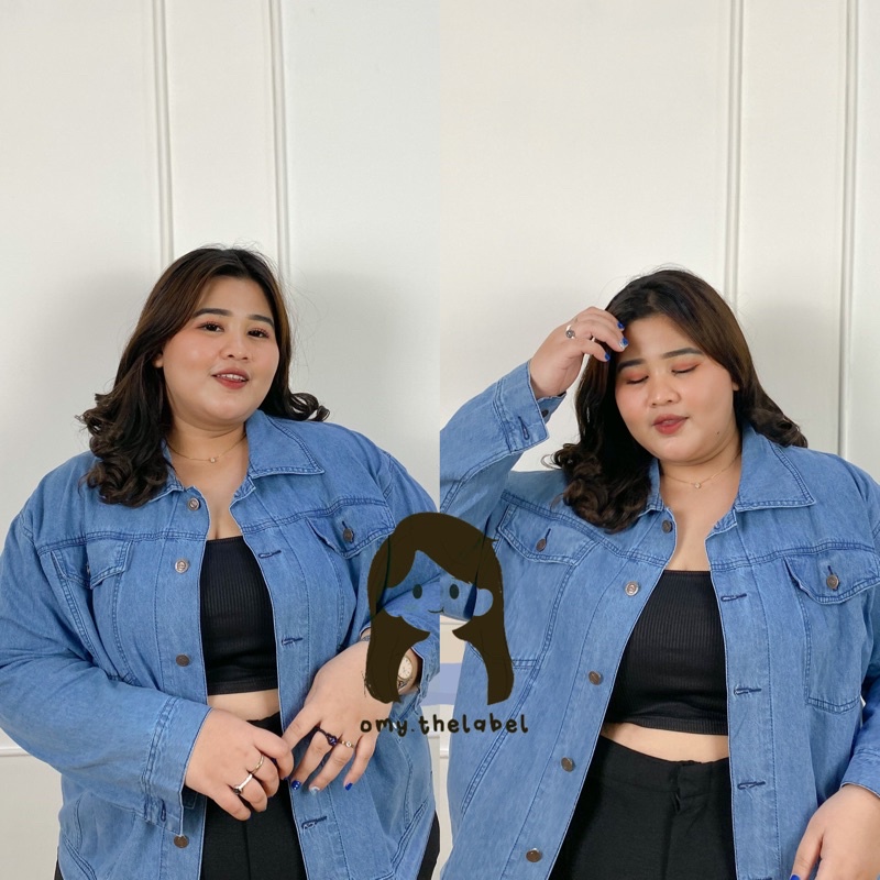 Karin Jacket Jeans - Super Jumbo | Jaket Jeans Jumbo | Denim Jacket Jumbo | Jaket Big Size Wanita | 