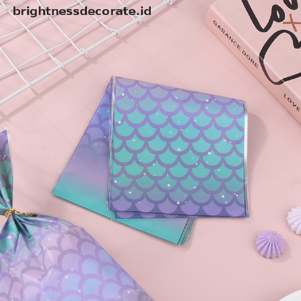 [Birth] 50pcs Goodie Bag Plastik Mermaid Tail Permen Biskuit Kantong Kemasan [ID]