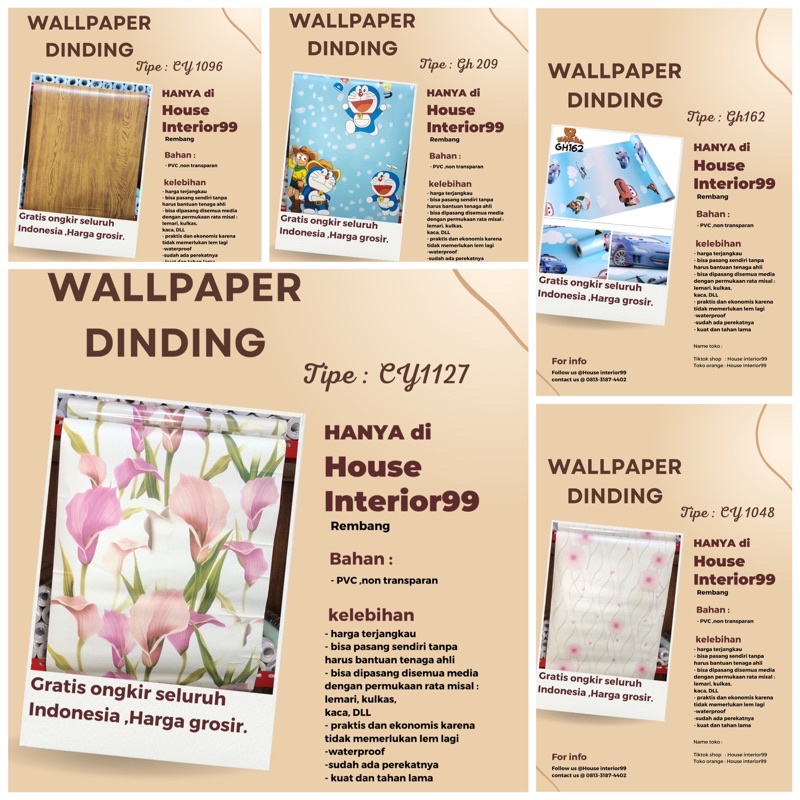 DISKON  Wallpaper dinding Wallpaper Aestetic Wallstiker kamar Wallpaper Premium High Quality 45 cm x