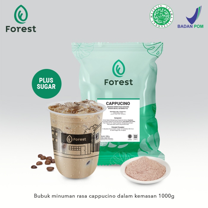 Bubuk Minuman CAPPUCCINO Powder 1000g PLUS GULA - Forest Bubble Drink