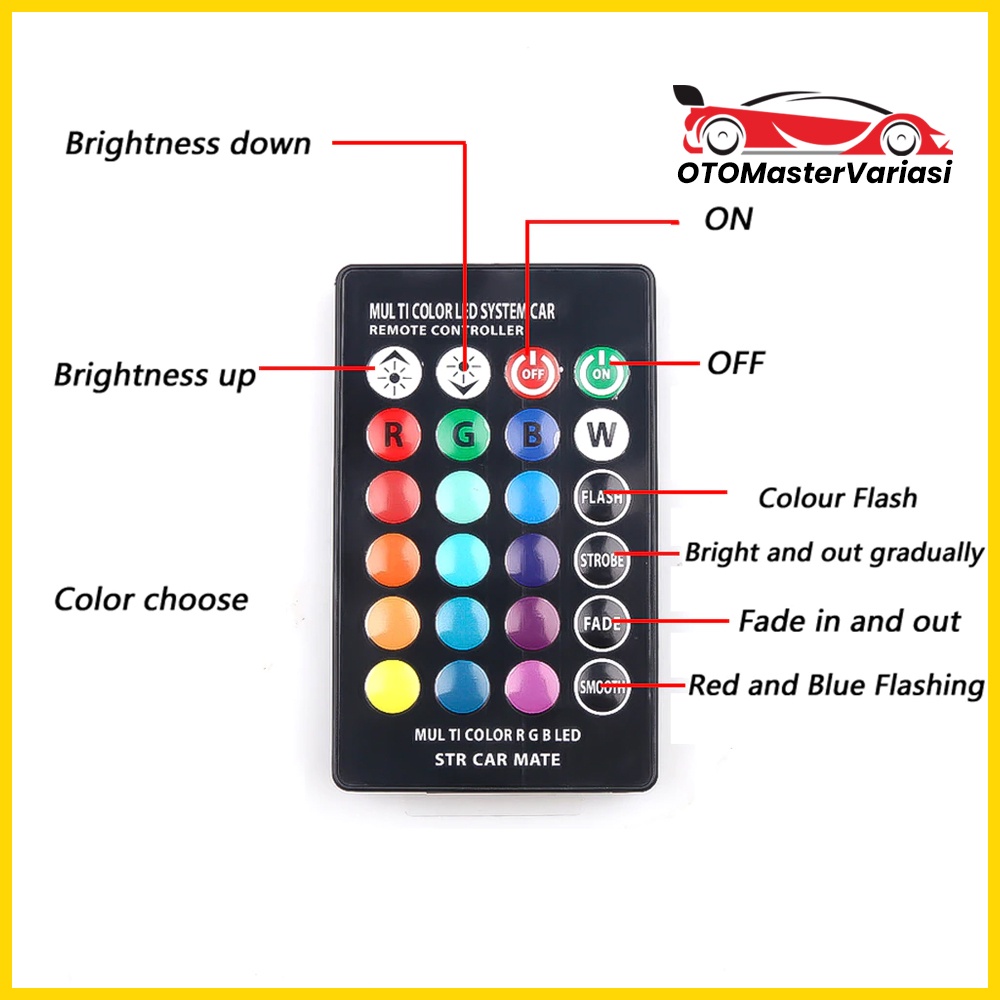 Lampu LED T10 RGB 16 Warna PLUS REMOTE Sepasang LED Senja Rem Sen Mobil Motor T10 Remot Bisa Ganti Warna