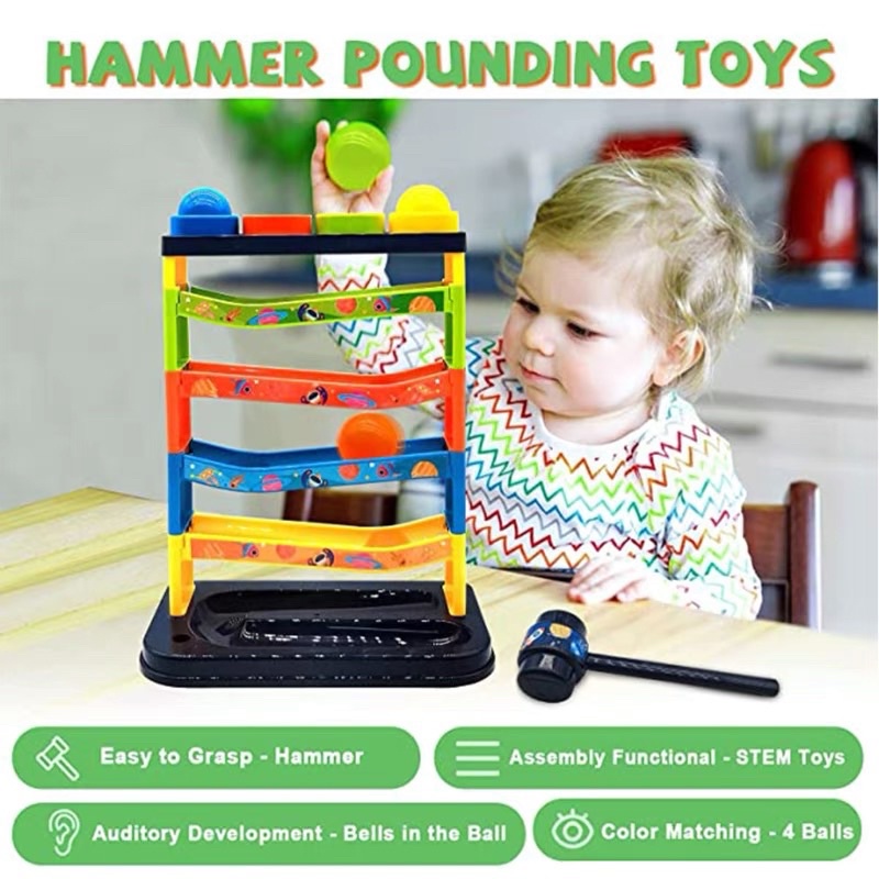 Mainan Edukasi Seluncuran Bola Palu Pukul Bola YE4 Mainan edukasi anak