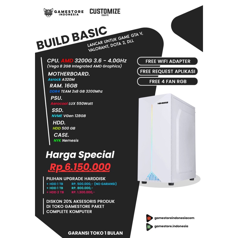 Jual Rakit Pc Gaming Build Basic Shopee Indonesia