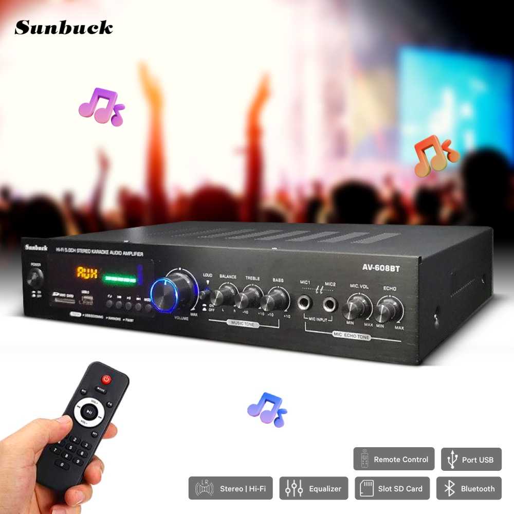 Sunbuck Audio Bluetooth Amplifier Karaoke 5CH 600W - AV-608BT - ELNK