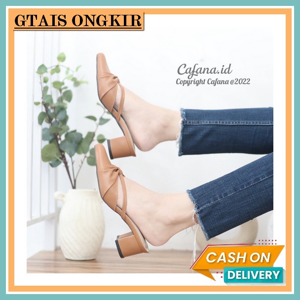 Prf High Heels Chunky Platform Mules Fashion Korea H4083 Sandal Hak Tahu Wanita Aneska Sdh252