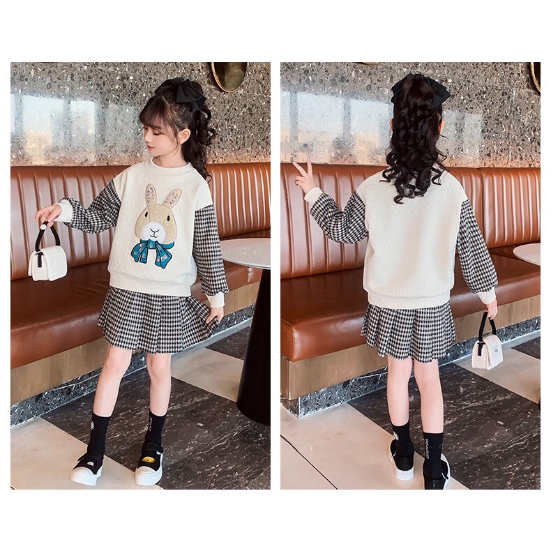 (LOLI-JKT) BS-379 STELAN ANAK CEWEK RABBIT ROK CELANA BAHAN TEBAL SIZE 120-170