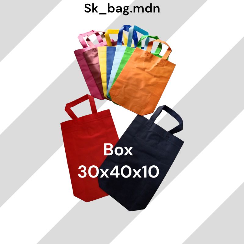 

Tas Spunbond goodiebag /Tas kain / Tas Souvenir Model Box 30X40X10 ISI 12 PCS tebal Premium 75 gsm