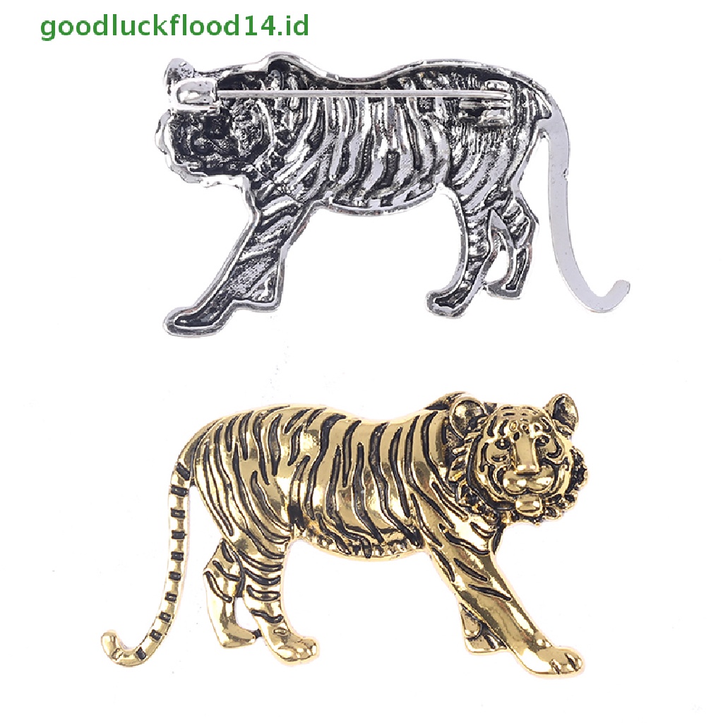 [GOOGFOUR] Tiger Bros Untuk Wanita Pria 2-warna Animal Brooch Pin Hadiah [Atasan]