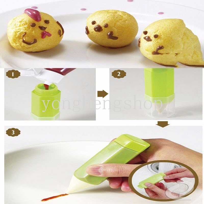 3 Pcs / set Pena Lukis Kue / Biskuit / Roti / Selai / Saus / Salad / Bento DIY Portable Untuk Anak