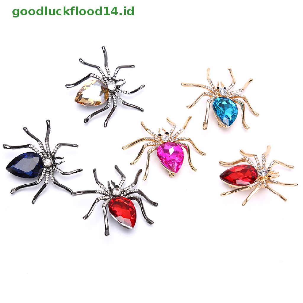 [GOOGFOUR] Fashion Lady Kristal Spider Pin Bros Dekorasi Korsase Lencana Perhiasan Hadiah [TOP]