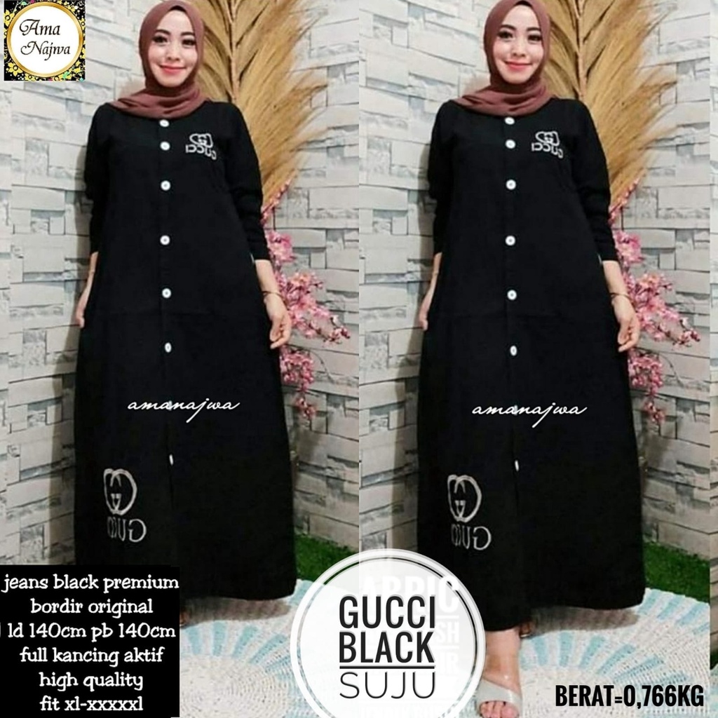 gucci jumbo maxy maxi dress dres baju pakaian jeans jins jean gamis motif big size jumbo ld 140  xxx