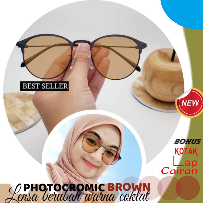 Kacamata Oval PHOTOCROMIC COKLAT PHOTOBROWN MINUS / SILINDER Stainless Anti Radiasi 1920