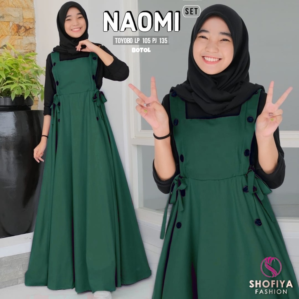 naomi set stelan setelan 1set overal overall dress dres maxy gamis baju iner inner longdress maxi sy