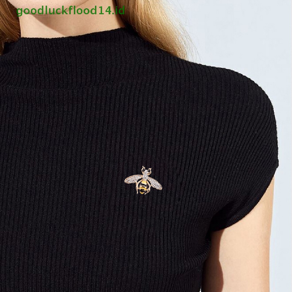 [GOOGFOUR] Mode Enamel Kristal Lebah Bumblebee Serangga Bros Pin Korsase Perhiasan Elegan [TOP]