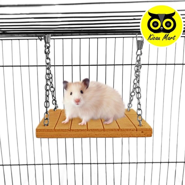 Ayunan Kayu Goyang Tali Rantai Besi Wood Swing Cradle Mainan Burung Lovebird Parkit Parrot Paruh Bengkok Hamster Sugar Glider Hewan Kecil